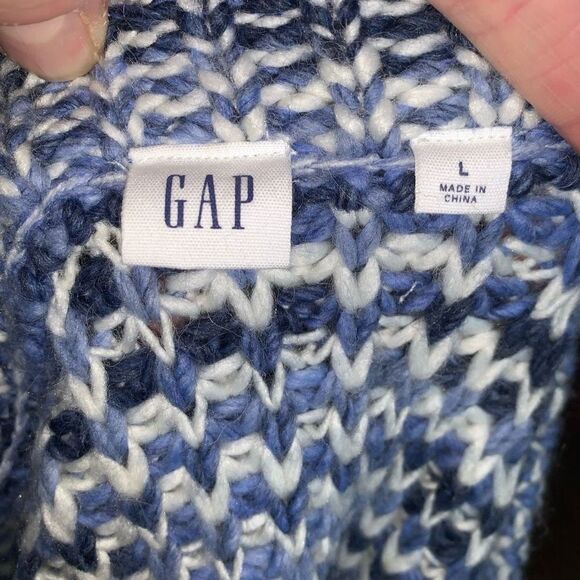 Gap blue variegated chunky cozy pullover L sweater - Picture 3 of 3